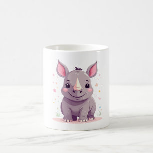 Cute Baby Rhino Cartoon Illustration Coffee Mug