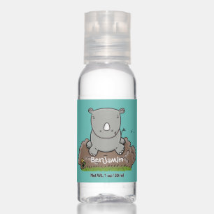 Cute baby rhino cartoon illustration hand sanitizer