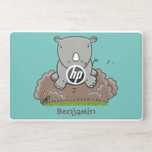 Cute baby rhino cartoon illustration HP laptop skin