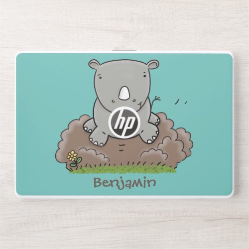 Cute baby rhino cartoon illustration HP laptop skin