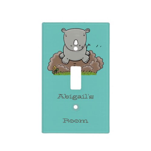 Cute baby rhino cartoon illustration  light switch cover