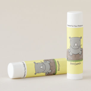 Cute baby rhino cartoon illustration lip balm