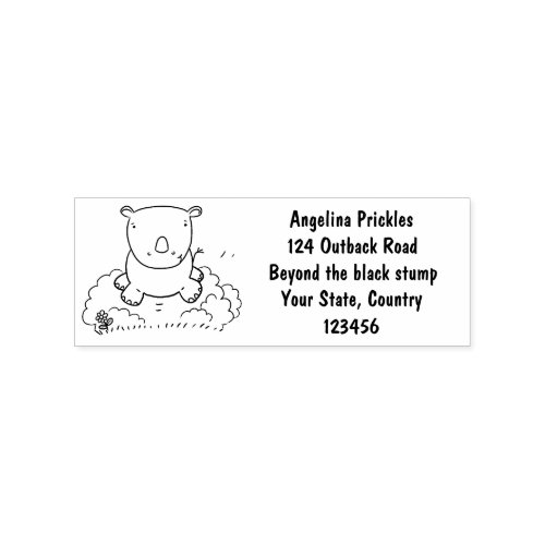 Cute baby rhino cartoon illustration rubber stamp