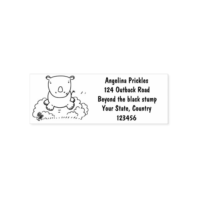 Cute baby rhino cartoon illustration self-inking stamp (Design)