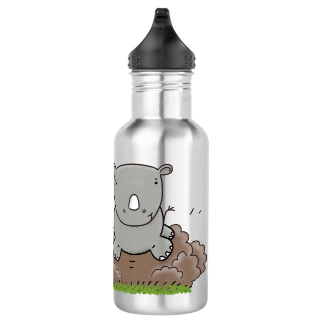 Cute baby rhino cartoon illustration stainless steel water bottle (Right)