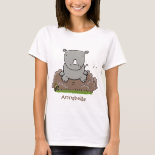 Cute baby rhino cartoon illustration T-Shirt