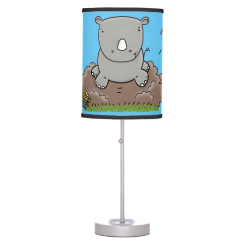 Cute baby rhino cartoon illustration table lamp