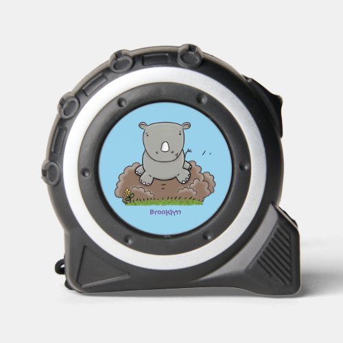 Cute baby rhino cartoon illustration tape measure