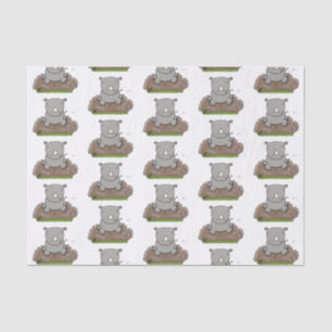 Cute baby rhino cartoon illustration tissue paper