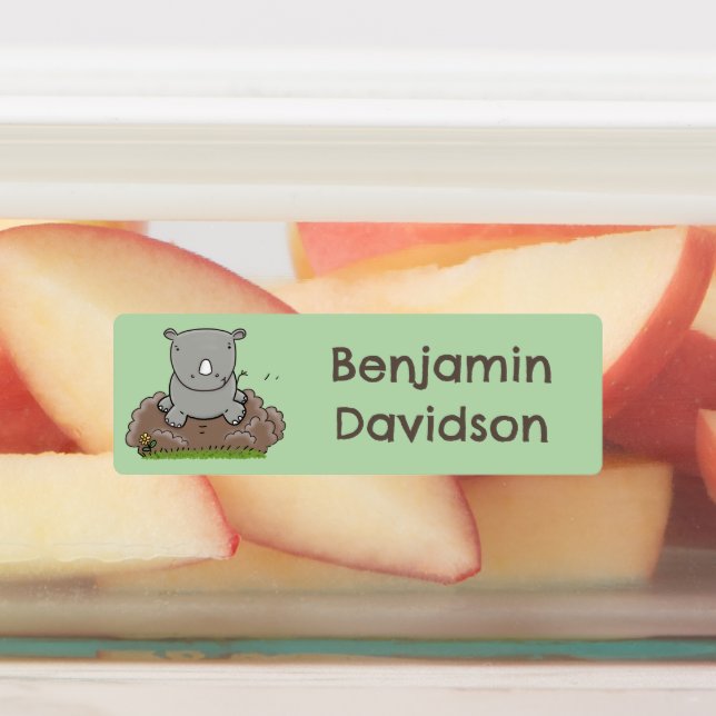 Cute baby rhino cartoon personalized labels (Affixed)