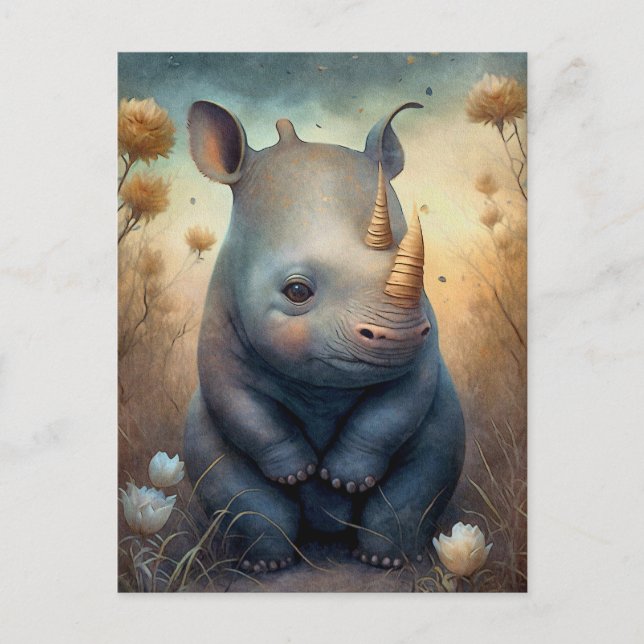 Cute Baby Rhino Postcard (Front)