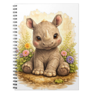 Cute Baby Rhino Spiral Notebook Kawaii