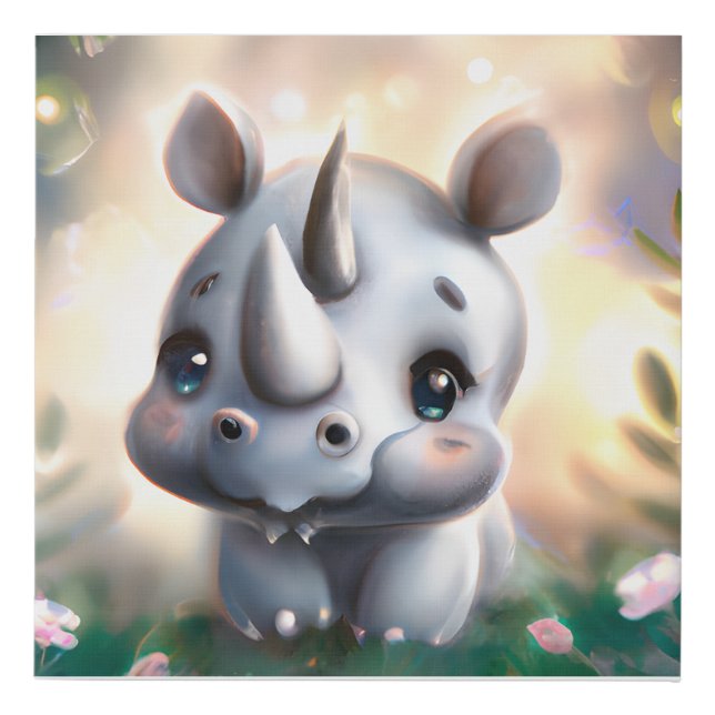 Cute Baby Rhinoceros  Faux Canvas Print (Front)