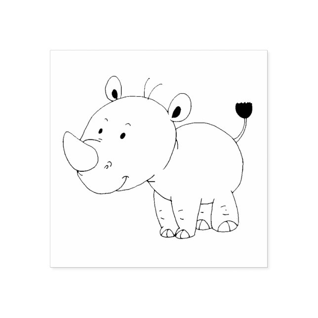 cute baby rhinoceros rubber stamp (Imprint)