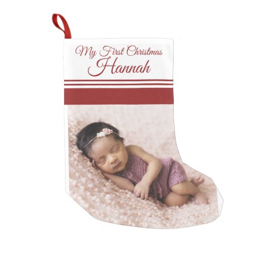 Cute Babys First Christmas Photo Name Small Christmas Stocking