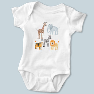 Cute Baby Safari Animal Watercolor Bodysuit