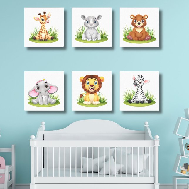 Cute Baby Safari Animals Nursery Wall Décor  Canvas Photo Tile (Creator Uploaded)