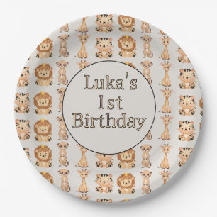 Cute Baby Safari Animals Paper Plates