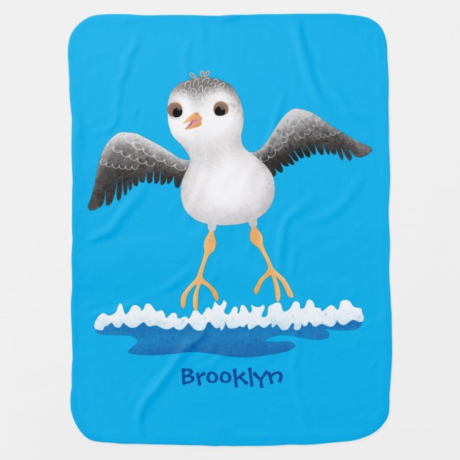 Cute baby sandpiper cartoon illustration baby blanket (Front)