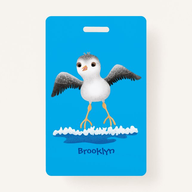 Cute baby sandpiper cartoon illustration badge (Front)