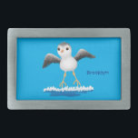 Cute baby sandpiper cartoon illustration belt buckle<br><div class="desc">This cute sandpiper is having fun jumping the tide in the seashore. Drawn in happy cartoon illustration style.</div>