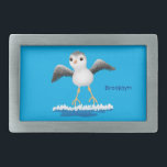 Cute baby sandpiper cartoon illustration belt buckle<br><div class="desc">This cute sandpiper is having fun jumping the tide in the seashore. Drawn in happy cartoon illustration style.</div>