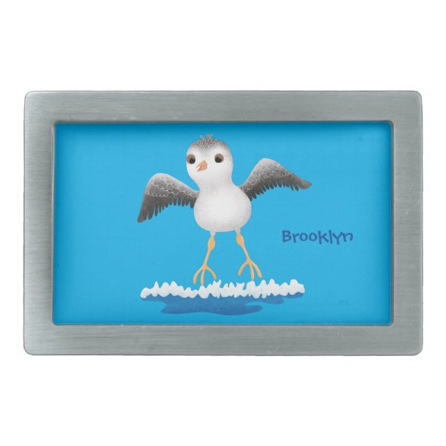 Cute baby sandpiper cartoon illustration belt buckle (Front)