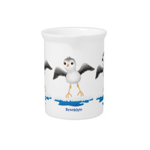 Cute baby sandpiper cartoon illustration beverage pitcher