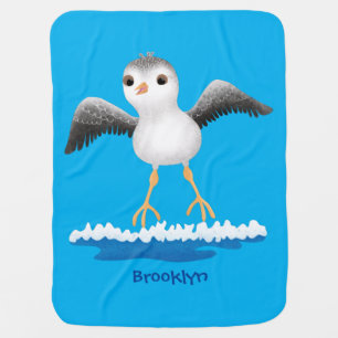 Cute baby sandpiper cartoon illustration blanket