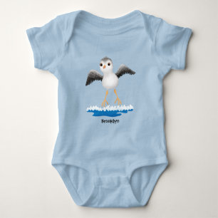 Cute baby sandpiper cartoon illustration bodysuit