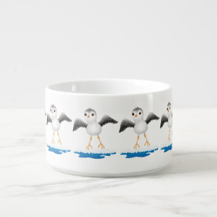 Cute baby sandpiper cartoon illustration bowl