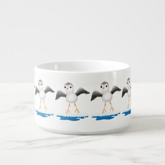 Cute baby sandpiper cartoon illustration bowl (Center)