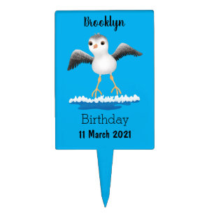 Cute baby sandpiper cartoon illustration cake topper