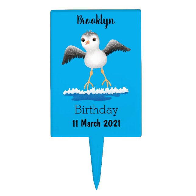 Cute baby sandpiper cartoon illustration cake topper (Front)