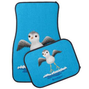 Cute baby sandpiper cartoon illustration  car floor mat