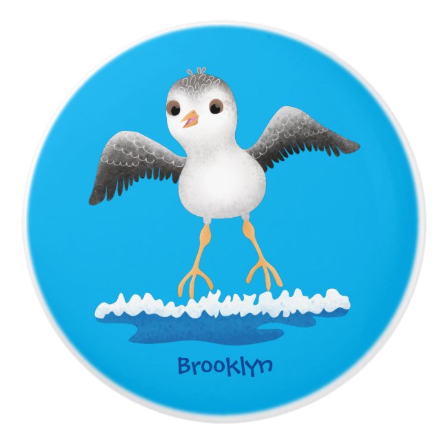 Cute baby sandpiper cartoon illustration ceramic knob (Front)