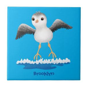 Cute baby sandpiper cartoon illustration ceramic tile