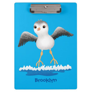 Cute baby sandpiper cartoon illustration clipboard