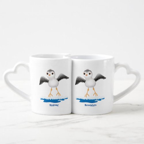 Cute baby sandpiper cartoon illustration coffee mug set