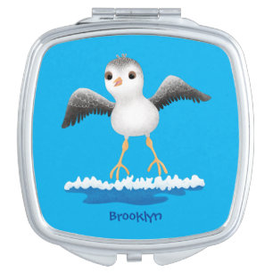 Cute baby sandpiper cartoon illustration compact mirror