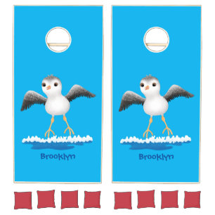 Cute baby sandpiper cartoon illustration cornhole set