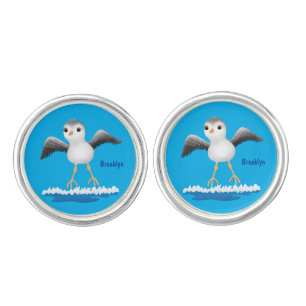 Cute baby sandpiper cartoon illustration cufflinks