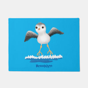 Cute baby sandpiper cartoon illustration doormat