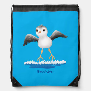Cute baby sandpiper cartoon illustration drawstring bag