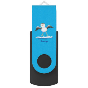 Cute baby sandpiper cartoon illustration flash drive