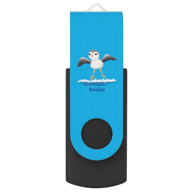 Cute baby sandpiper cartoon illustration flash drive (Front Vertical)