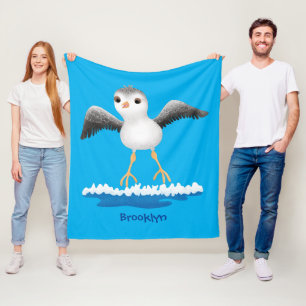 Cute baby sandpiper cartoon illustration fleece blanket