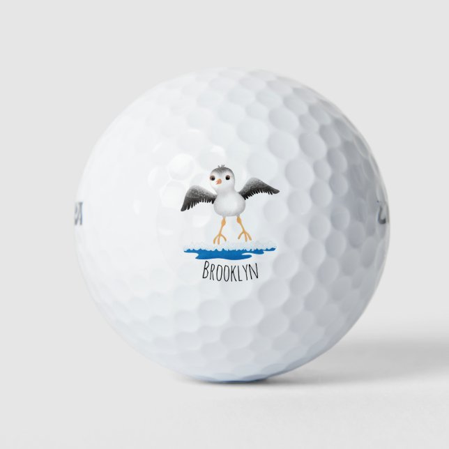 Cute baby sandpiper cartoon illustration  golf balls (Front)