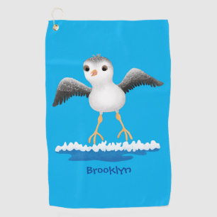 Cute baby sandpiper cartoon illustration golf towel