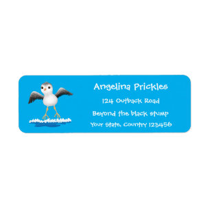 Cute baby sandpiper cartoon illustration label